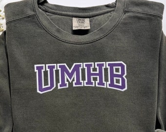 Embroidered Personalized Two Color Varsity Sweatshirt, College Sweatshirt with College and City Names #8