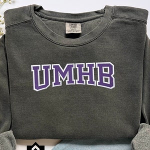 Embroidered Personalized Two Color Varsity Sweatshirt, College Sweatshirt with College and City Names #8