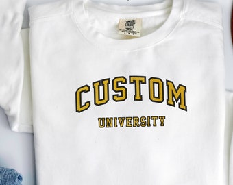 Custom Two Color Embroidered Varsity Sweatshirt, University Sweatshirt, Personalized with College and City #3