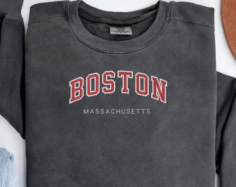 Custom Two Color Embroidered Varsity Sweatshirt, University Sweatshirt, Personalized with College and City #1