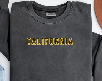 Personalized Two Color Embroidered Varsity Sweatshirt, University Sweatshirt with College and City Names #4