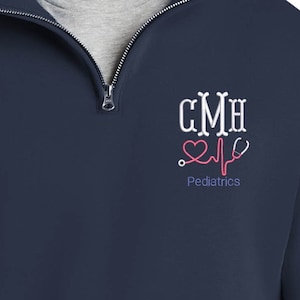 Medical Quarter Zip Monogram Embroidered Sweatshirt, Registered Nurse Jacket, Gift for Nurses, Graduation Gifts for Nurses