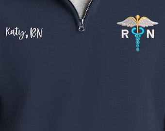 Gift For Nurse, EMT EMS, 1/4 Zip Sweatshirt, Physician Assistant, Doctor, Personalized Medical Jacket, Graduation Gift For Nurse