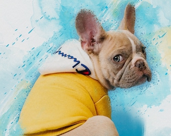 Custom Watercolor Dog Portrait From Photo - Multicolor