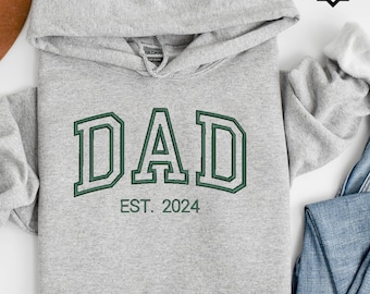 Custom Embroidered Father's Day Sweatshirt, Name On Sleeve With Heart, Grandpa Shirt, Dad Est Year, Gift For New Dad, Father's Day Gift