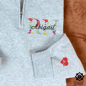 Personalized Embroidered Nurse Floral Sweatshirt - RN Quarter Zip Gift for Nurses