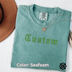 Custom Embroidered Comfort Colors T-shirt, Personalized embroidered Tee