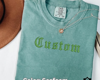 Custom Embroidered Comfort Colors T-shirt, Personalized embroidered Tee