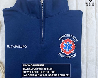 Custom Embroidered Quarter Zip Sweatshirt for Firefighter, Fire Rescue, Dept Name, Fire Captain, Chief, Paramedic #3