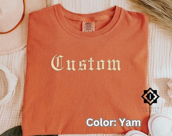 Custom Embroidered Comfort Colors T-shirt, Personalized embroidered Tee