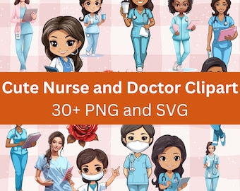 Cute Nurse & Doctor Clipart | Nurse Week Clipart | Nurse Practitioner PNG | Instant Download | Commercial Use