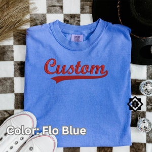 Custom Embroidered Comfort Colors T-shirt, Personalized embroidered Tee