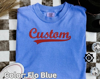 Custom Embroidered Comfort Colors T-shirt, Personalized embroidered Tee