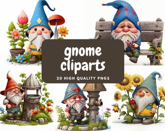 Cute Gnomes Clipart - 20 High Quality PNGs - Digital Download - Commercial Use Allowed