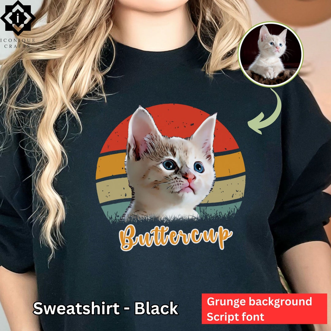 Personalized Cat Shirt With Pet Photo and Name Custom Cat Shirt