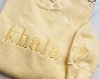 Custom Embroidered Auntie Mama Grandma Sweatshirt with Kids' Names on sleeve – Personalized Gift for Mom, Grandma, or Aunt - Gift for Aunt
