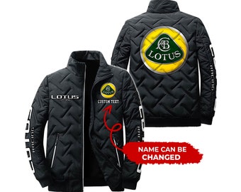 Veste légère personnalisée à col montant Lotus Cars, style vintage, nom à personnaliser, modèle de voiture ou de moto à personnaliser