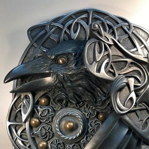 Viking decor, Norse Viking Raven wall art sculpture