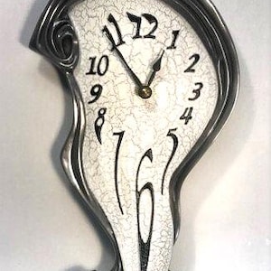Scroll Mantel Clock with Crackle Glaze Melting Face