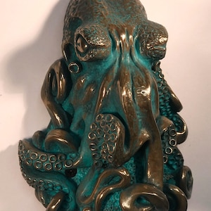 Octopus bottle opener garden gift verdigris bronze.