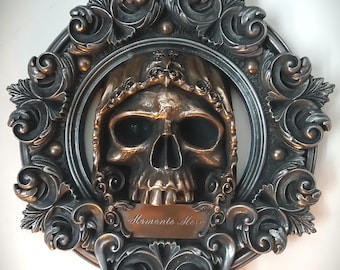 Gotische muurplaat Memento Mori, decor Skull Mortality