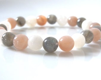 Sunstone Moonstone Labradorite Bracelet – Handmade Crystal Healing Jewelry