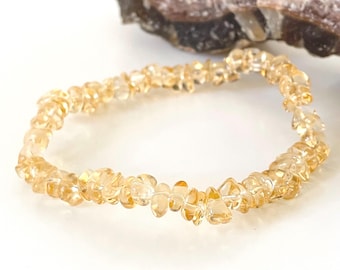 Citrine Beaded Bracelet, Irregular Gemstone, Spiritual Healing