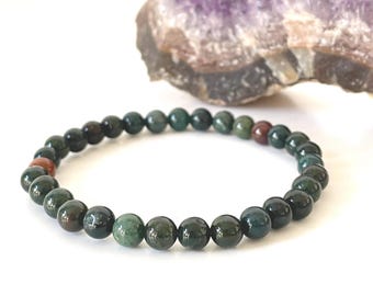 Bloodstone Bracelet (6mm) - Spiritual Healing Crystal, Yoga Meditation
