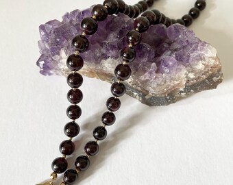 Handmade Garnet Gemstone Necklace - Gold Filled Healing Crystal January Birthstone