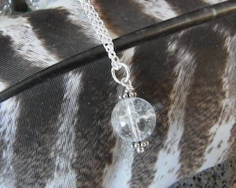 Rock Crystal Quartz Gemstone Silver Necklace - Handmade Crystal Healing Sterling Silver 925 Chain Spiritual meditation Yoga Necklace