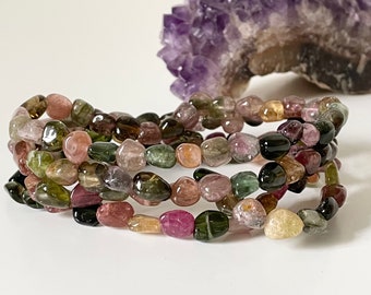 Handmade Multicolored Tourmaline Healing Bracelet – Gemstone Mala