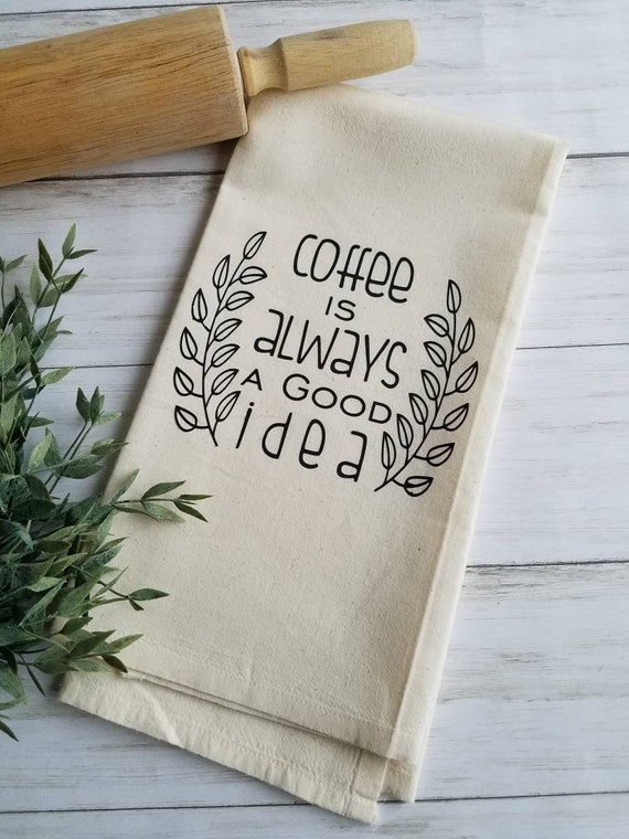 Coffee Kitchen Decor Kitchen Towels Coffee Sayings Coffee Etsy