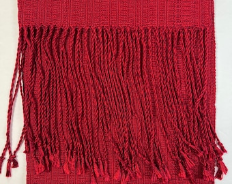 Handwoven Tencel ™Loycell Scarf in Red & Burgundy, Made in the USA