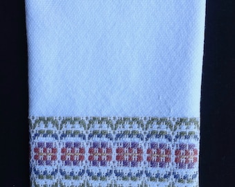 Handwoven Cotton Guest Towel, Colorful Border, Handmade