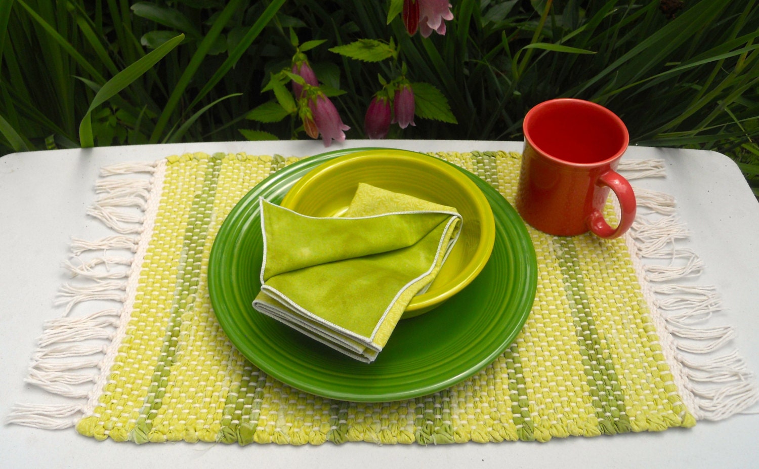 Handwoven Lemon Grass Placemat & Handmade Matching Napkin, Set of 1