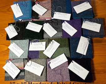 Handwoven Felted Wool Coasters, Set of 4,  Many Color Options, Made in the USA