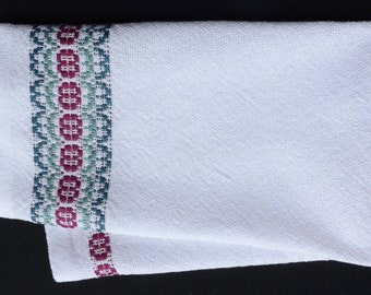 Handwoven Hand Towel, Guest Towel in Teal, Aquamarine & Fuchsia