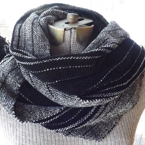 Handwoven Rayon Chenille shops Scarf, Black & Gray, Select-a-Size