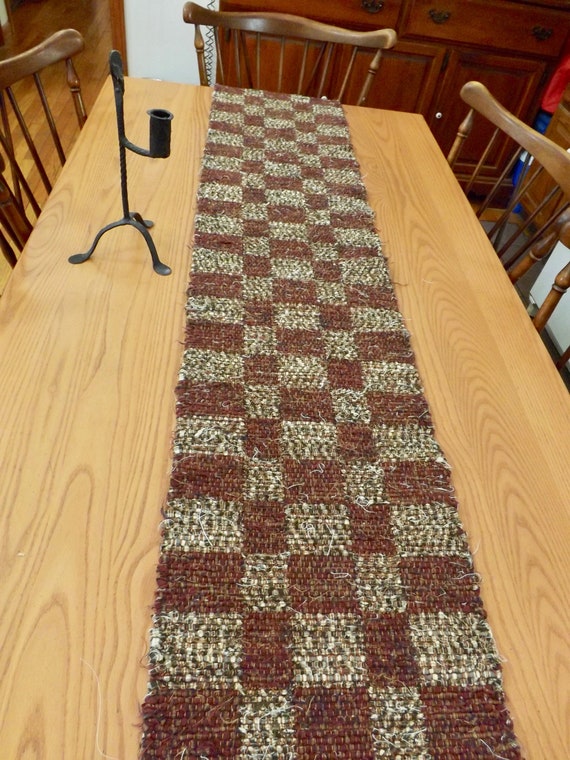 Rustic Handwoven Rag Table Runner Rug Reversible RU07 Etsy