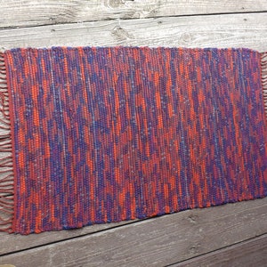 Handwoven Wool Rag Rug  25&quot; x 41&quot;. RA12