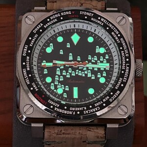 Custom Airplane Instrument style Watch with Ghost dial NH35 movement, Ready to wear. Stainless image 2