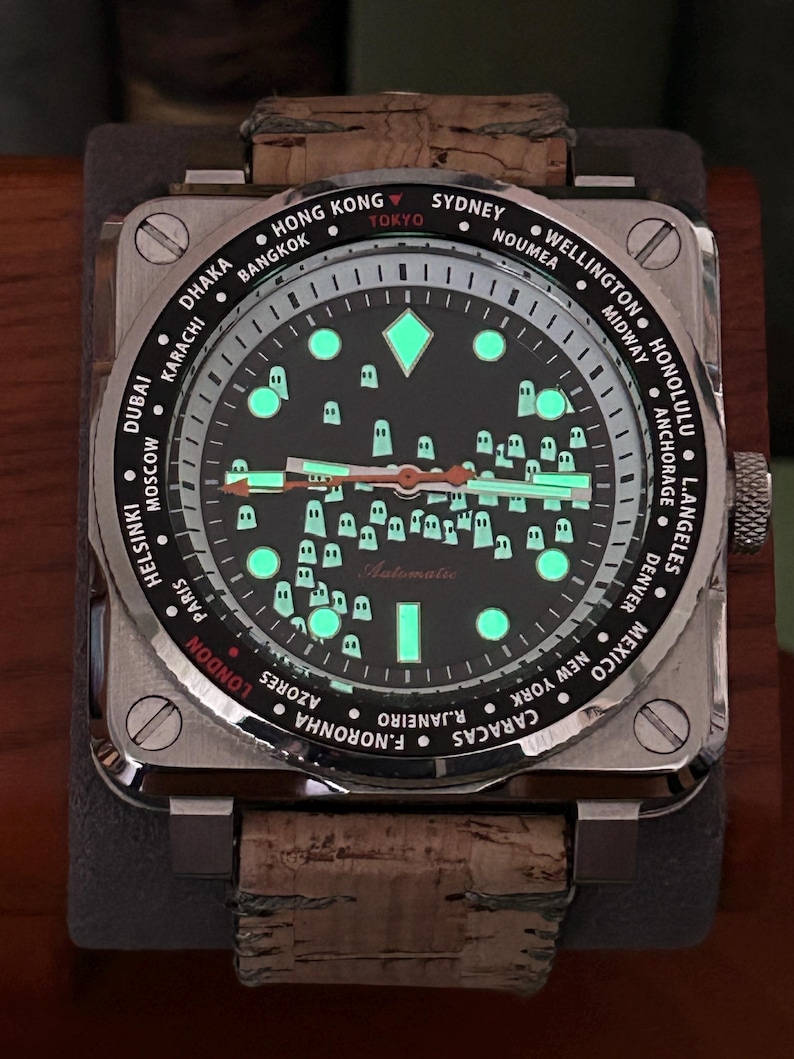 Custom Airplane Instrument style Watch with Ghost dial NH35 movement, Ready to wear. Stainless image 2