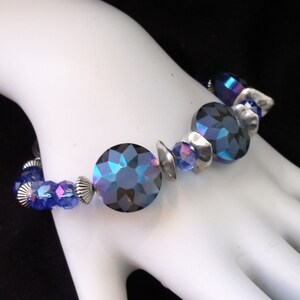 Brilliantly Blue Sapphire Etched Crystal Statement Bracelet