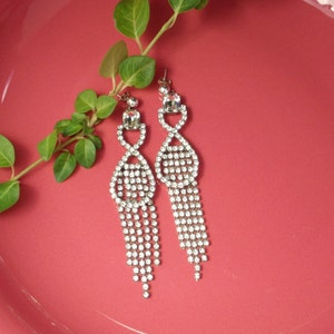 Long, Elegant Repurposed Chandelier  Vintage Rhinestone Earrings, Statement Earrings, Bridal Earrings, Vintage Statement Earrings