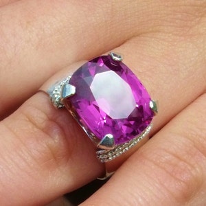 Regal Red Grape Alexandrite With Wide Sterling Silver Band Statement Ring