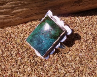 Blue Green Turquoise Sterling Ring