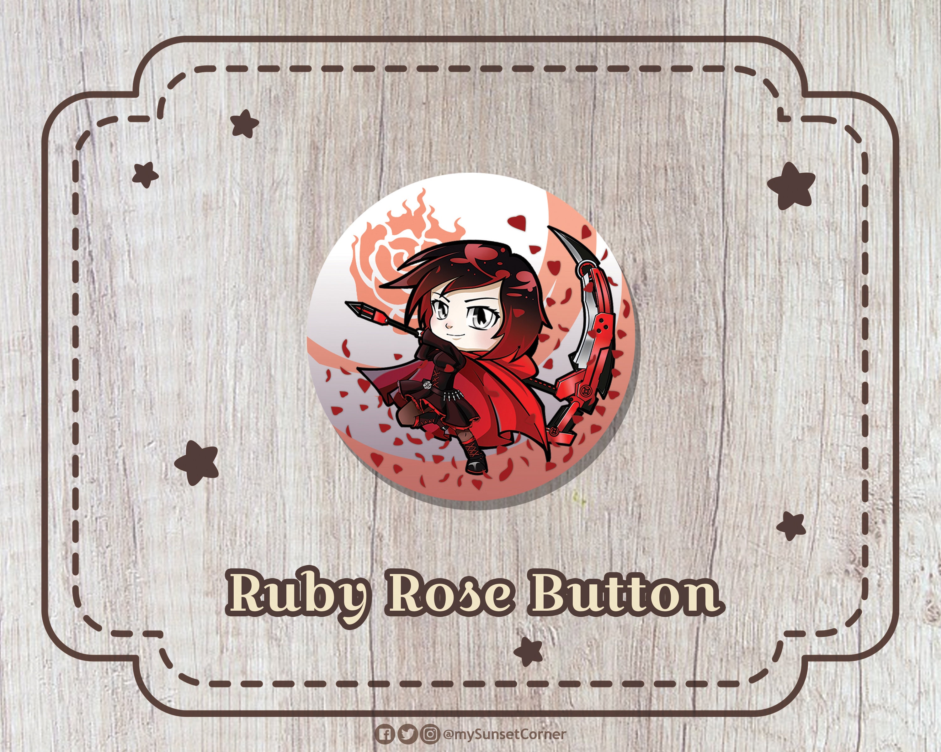 RWBY Button | Ruby Rose Scythe - Etsy, image size:3000x2400