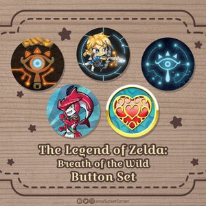The Legend of Zelda Breath of the Wild Button Set | Link Sheikah Eye Sidon