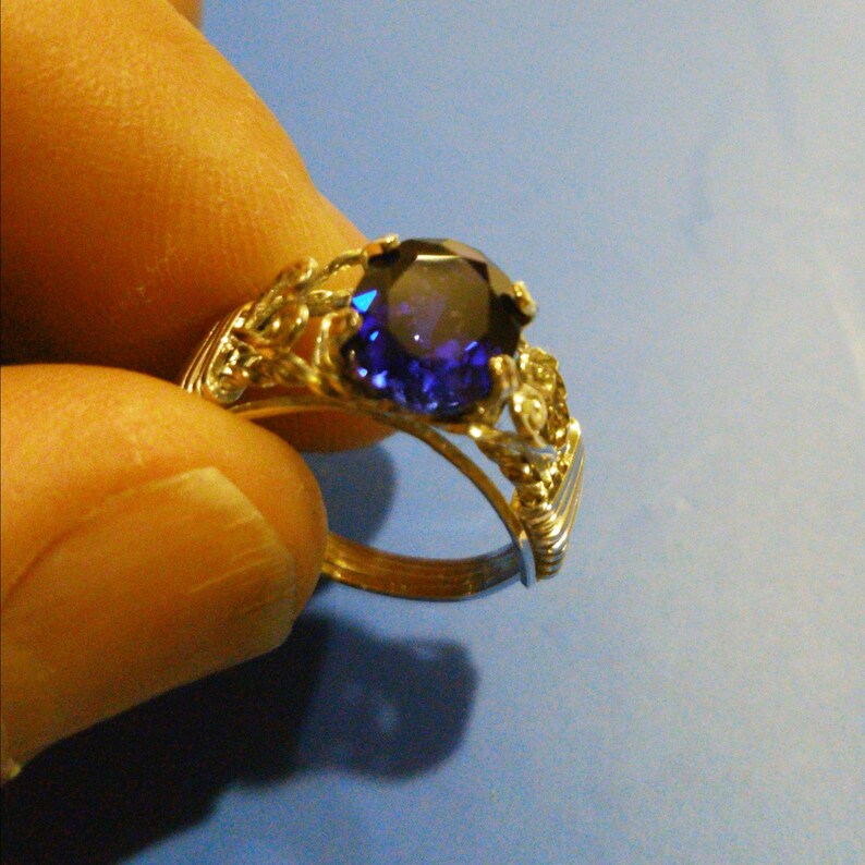 Blue Sapphire Ring Wire Wrapped Womans Jewelry Handmade in Silver FREE SHIPPING image 2