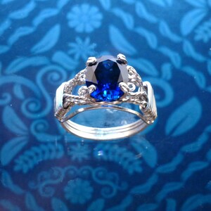 Blue Sapphire Ring Wire Wrapped Womans Jewelry Handmade in Silver FREE SHIPPING image 4